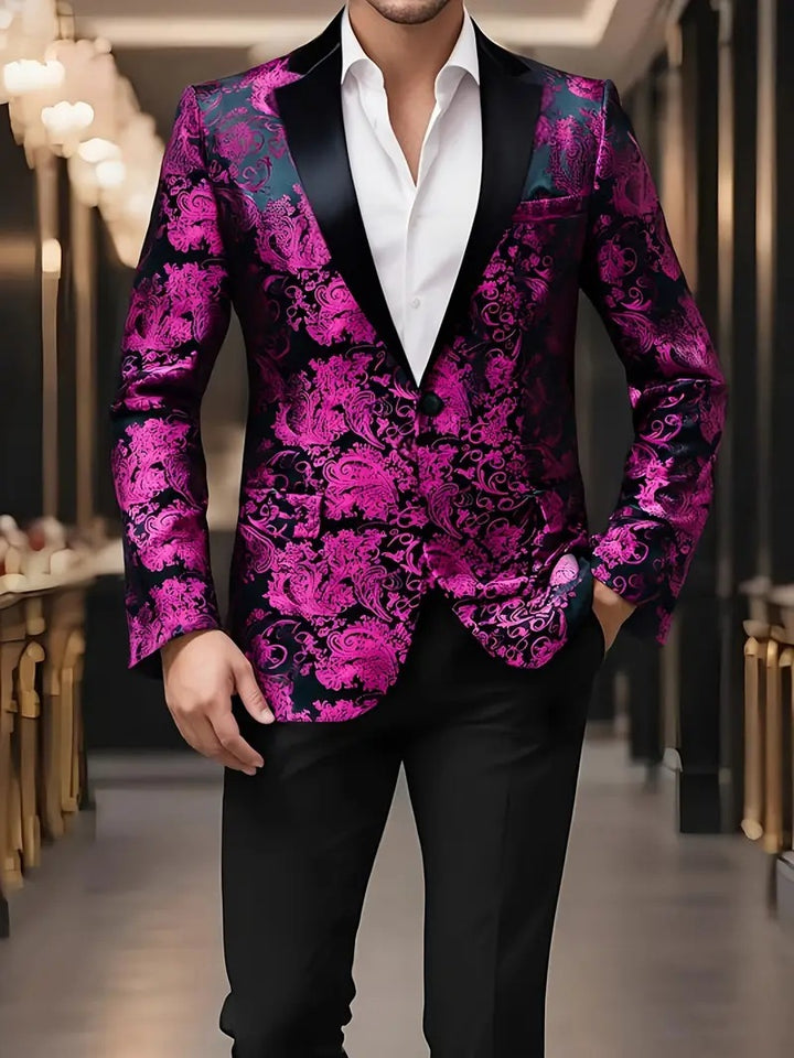 Herren extravagantes Paillettenblazer mit floralem Design Aliams