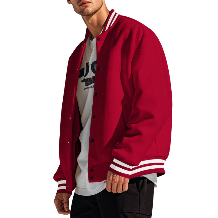 Herren sportliche Collegejacke mit hochgeschlossenem Kragen und klassischen elastischen Bündchen Aliams