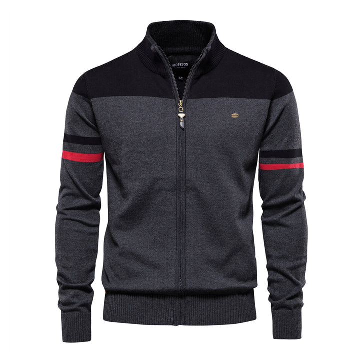 Herren sportliche Strickjacke mit hohem Kragen und Reißverschluss Aliams