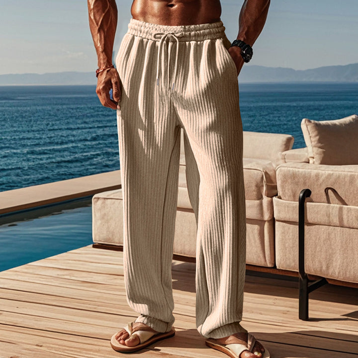 Herren Bequeme Strandhose im modernen Rippdesign mit elastischem Bund Aliams