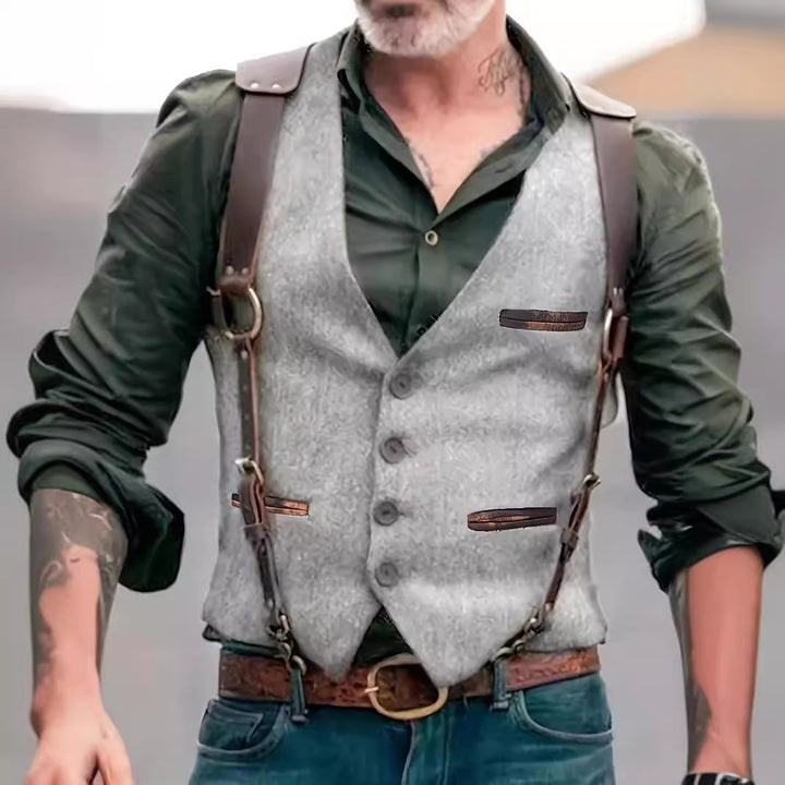 Herren stilvolle Weste aus hochwertigem Kunstleder Aliams