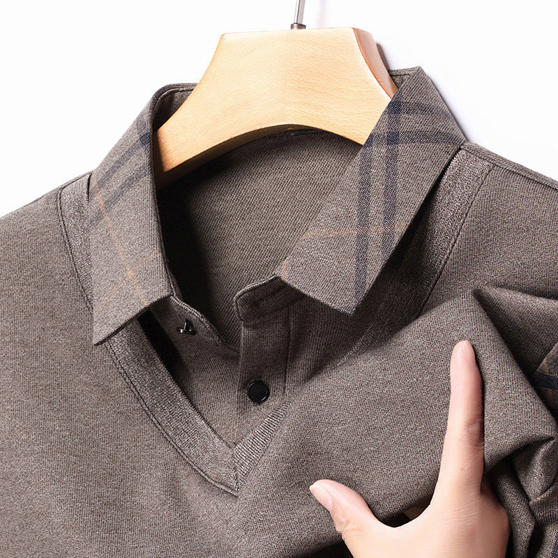 Herren eleganter V-Ausschnitt Pullover mit strukturiertem Kragen und modernem Design Aliams