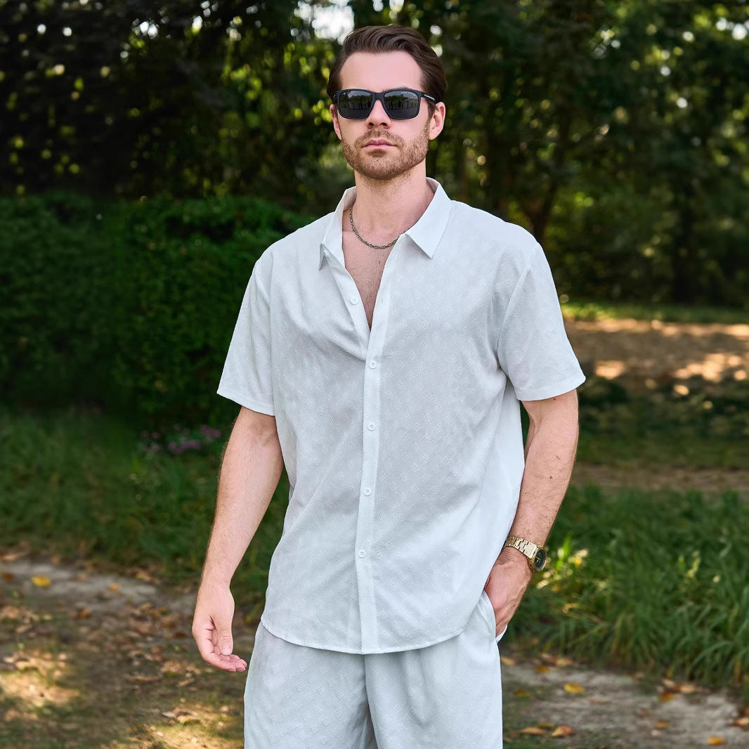 Herren elegantes Kurzarmhemd mit strukturiertem Design und zeitgemäßem Schnitt Aliams