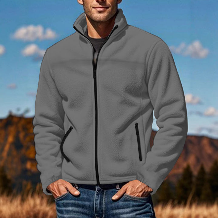 Herren Fleecejacke mit hohem Kragen und praktischen Reißverschlusstaschen Aliams