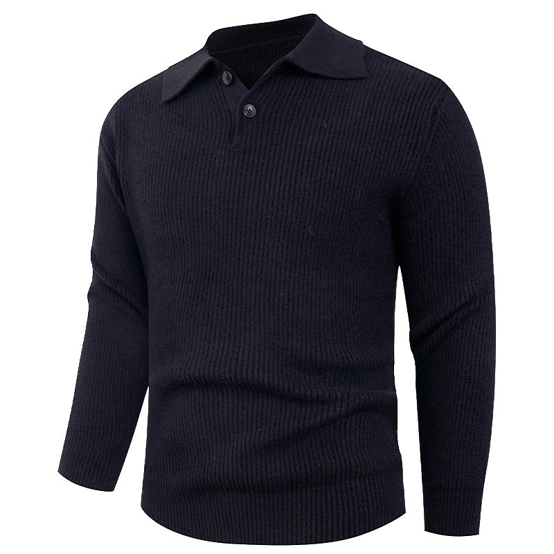 Herren Strickpullover mit modernem Polokragen und funktionalem Knopfverschluss Aliams