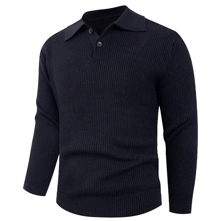 Herren Strickpullover mit modernem Polokragen und funktionalem Knopfverschluss Aliams