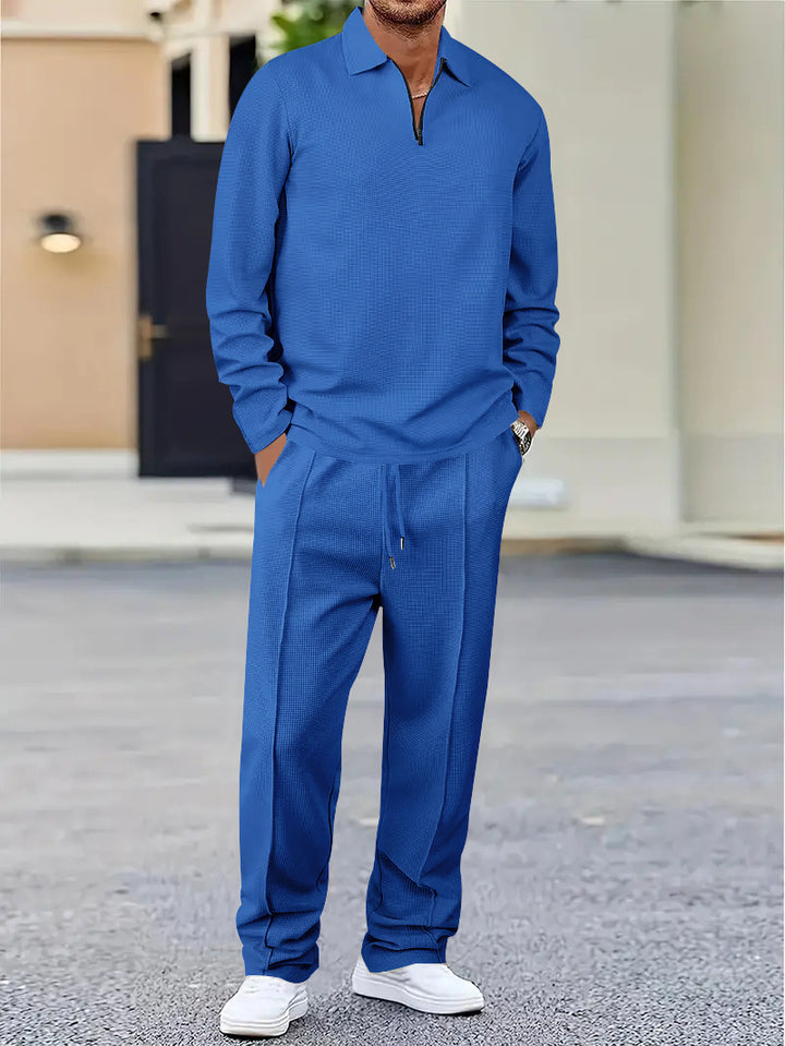 Herren sportliches Freizeitoberteil mit Reißverschluss und bequemen Jogginghose Aliams