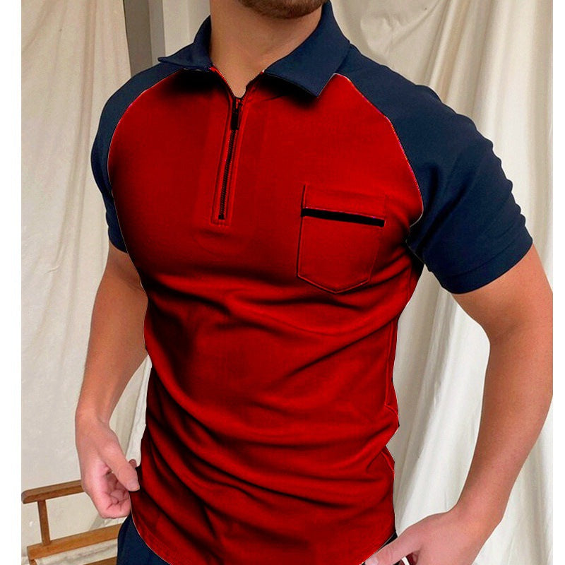 Herren Kurzarm Poloshirt mit funktionalem Reißverschluss und Brusttasche Aliams