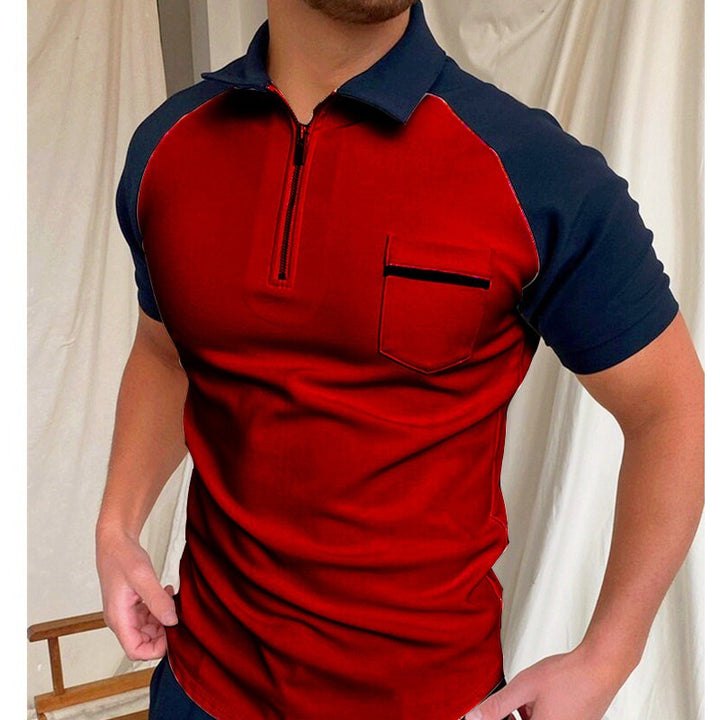 Herren Kurzarm Poloshirt mit funktionalem Reißverschluss und Brusttasche Aliams