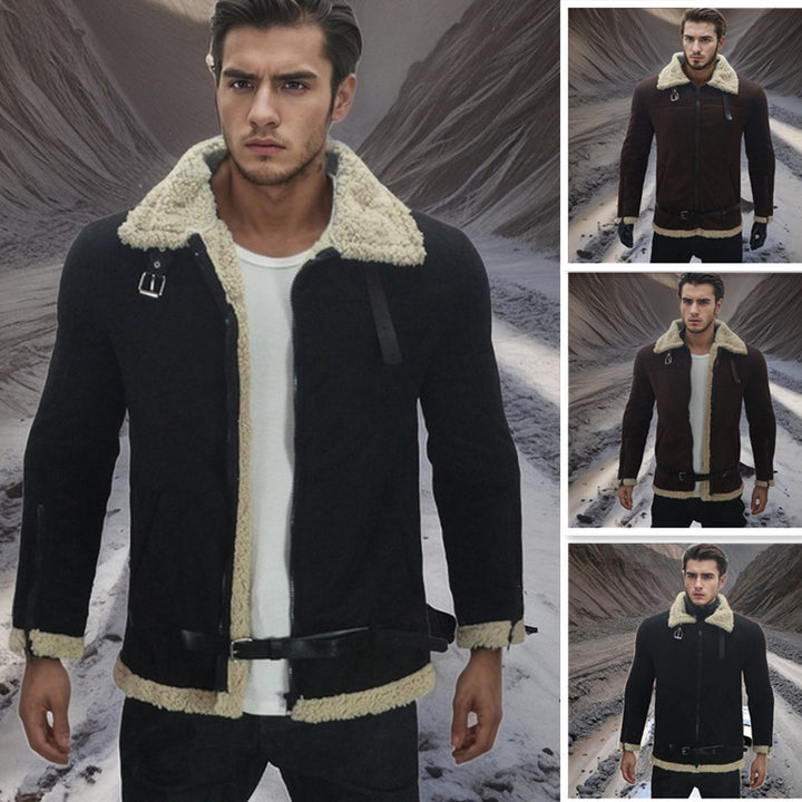 Herren Shearling-Lederjacke mit modernem Design und warmem Futter Aliams