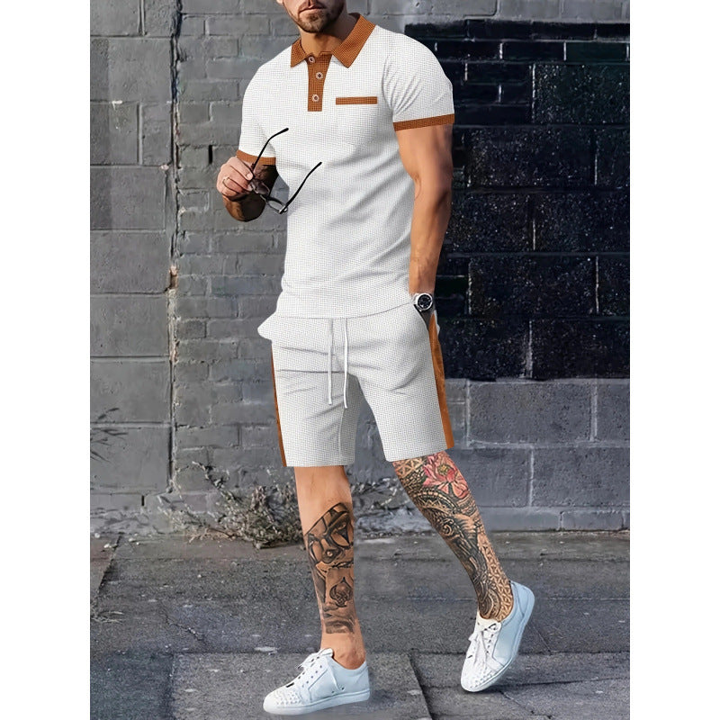 Herren Poloshirt und Shorts Set mit stylischem Kontrastdesign Aliams