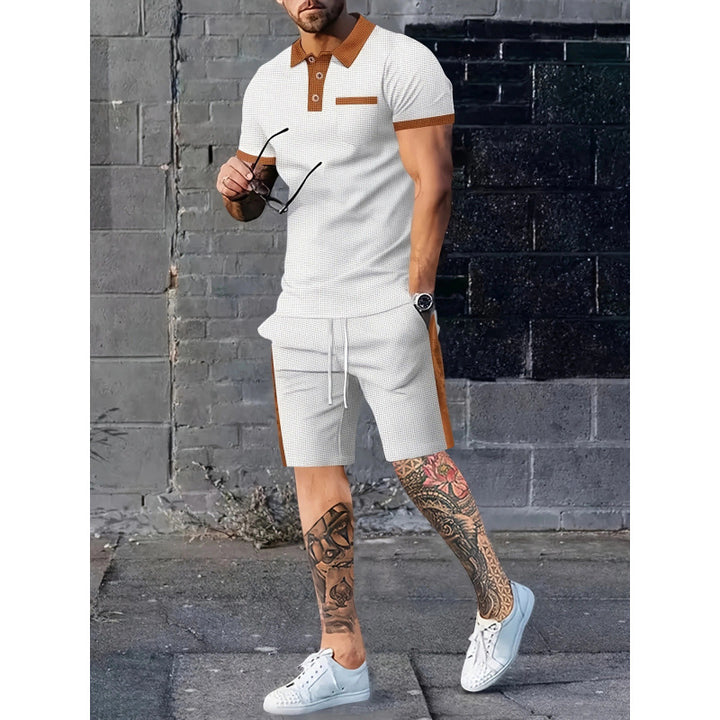 Herren Poloshirt und Shorts Set mit stylischem Kontrastdesign Aliams