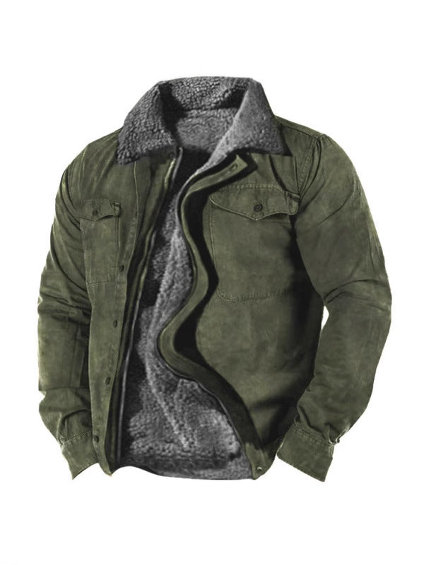 Herren Winterjacke mit warmem Kunstfellfutter und praktischem Knopfverschluss Aliams