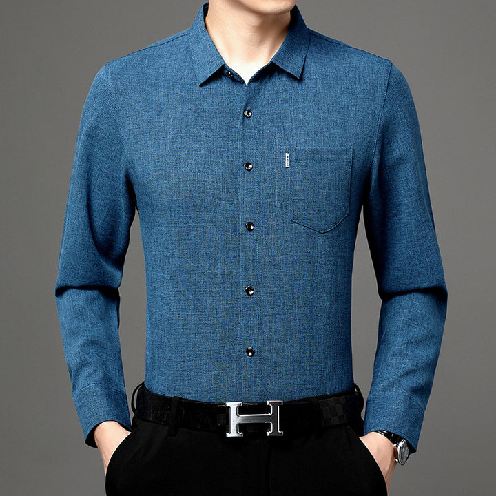 Herren elegantes Langarm-Hemd mit feinem Strukturdesign Aliams