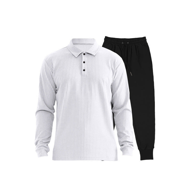Herren Sportliches Langarm-Polo und Jogginghose Set Aliams