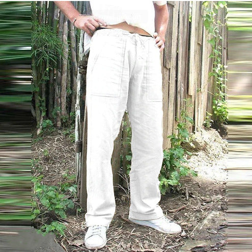 Herren entspannte Leinenhose mit praktischen Seitentaschen Aliams