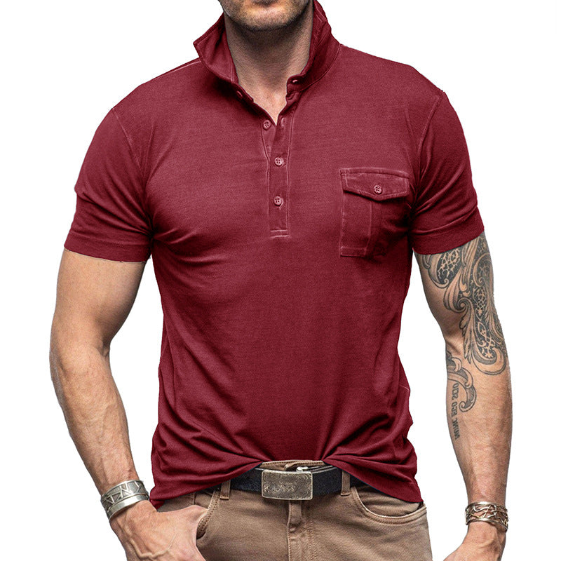 Herren Poloshirt mit modischem Stehkragen und praktischer Brusttasche Aliams