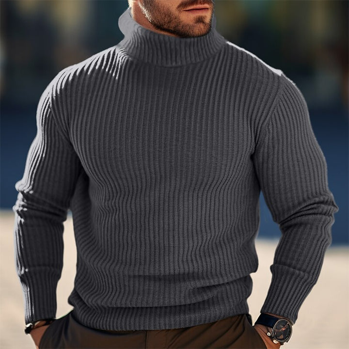 Herren Rollkragenpullover mit Rippstruktur und figuruformendem Schnitt Aliams