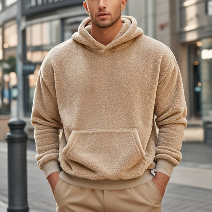 Herren Fleece Hoodie mit Kängurutasche und modernem Schnitt Aliams