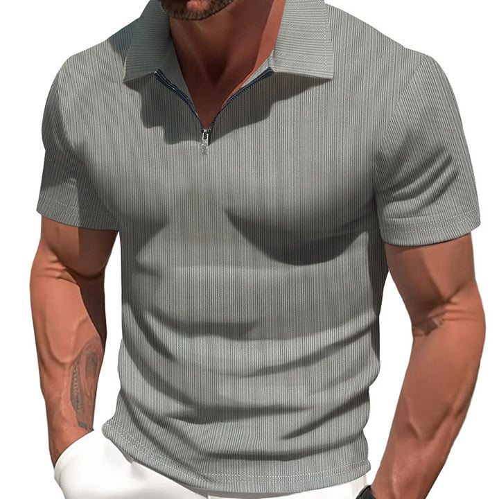 Herren sportliches Kurzarm-Poloshirt mit hochwertigem Reißverschluss und strukturiertem Design Aliams
