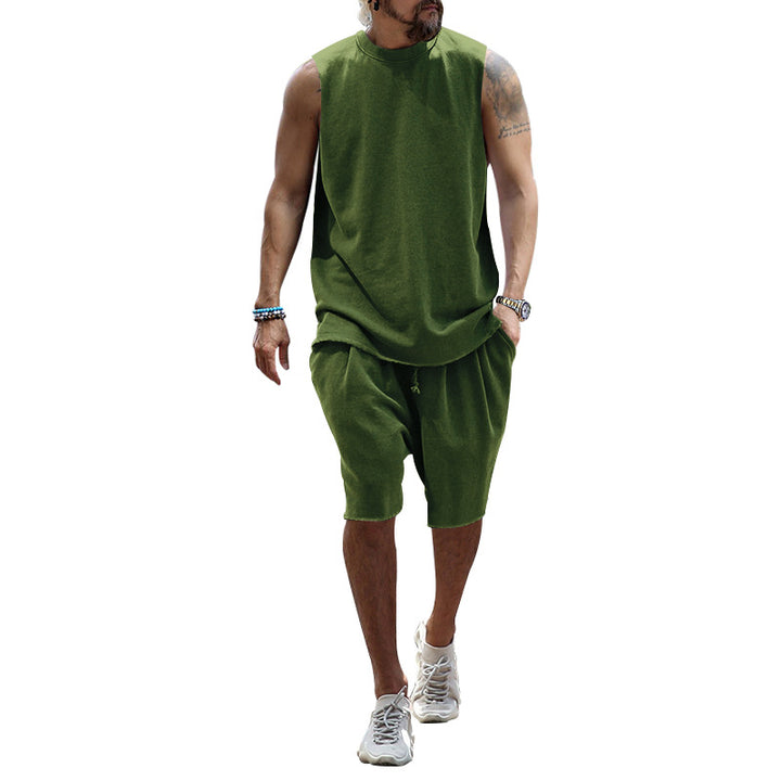 Herren sportliches Tanktop und Shorts-Set aus hochwertigem Baumwollmix Aliams