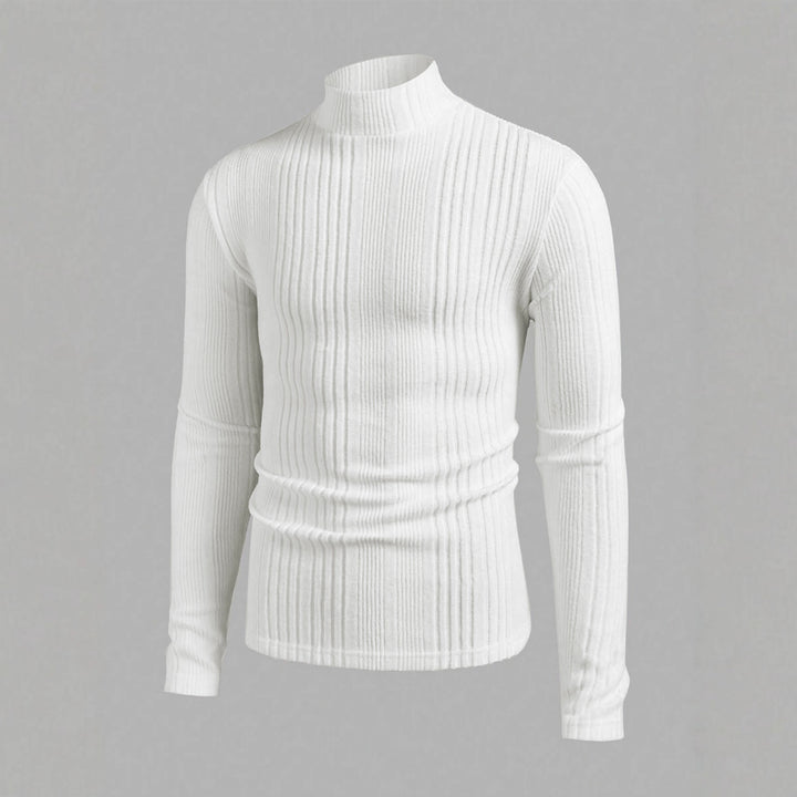 Herren Strickpullover mit hohem Kragen und Rippstruktur Aliams