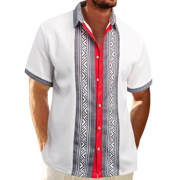 Herren Kurzarm-Hemd mit ethnischem Muster Aliams