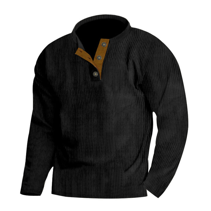 Herren Wellness-Pullover mit strukturiertem Stoff und knopffreier Front Aliams