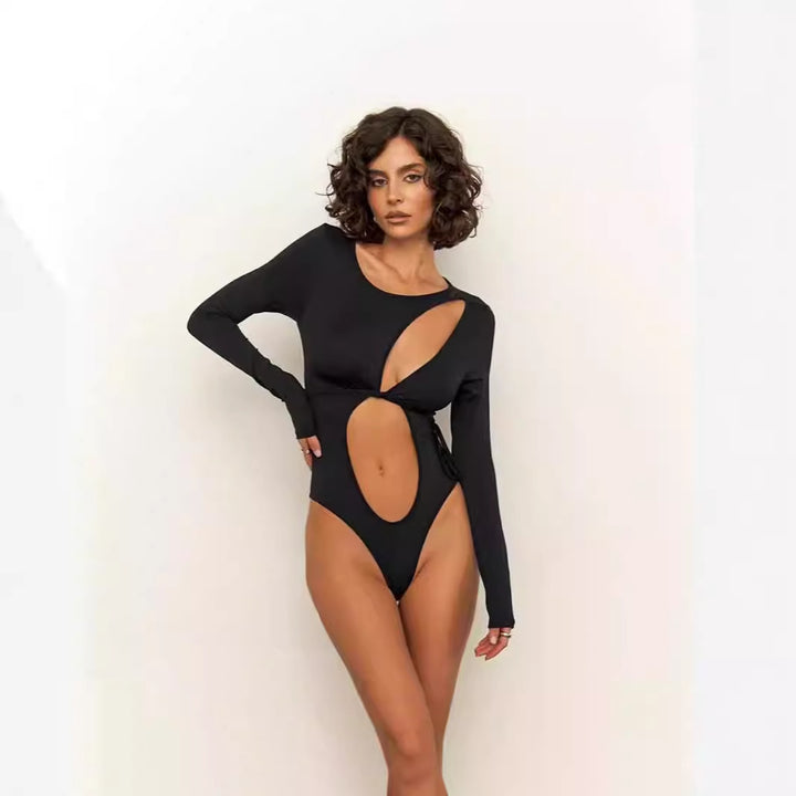 Damen Einteiliger Badeanzug mit innovativem Cut-Out und langem Arm Aliams