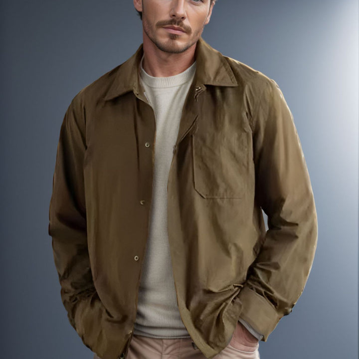 Herren vielseitige Hemdbluse mit aufgesetzter Brusttasche und schickem Kragen Aliams