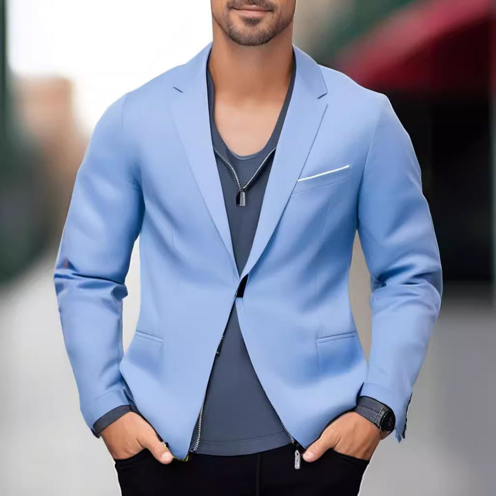 Herren eleganter und stilvoller Blazer mit farblich abgesetztem Revers Aliams