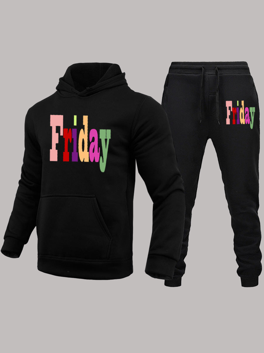 Herren Hoodie- und Jogginghose-Set mit kreativem Aufdruck Aliams