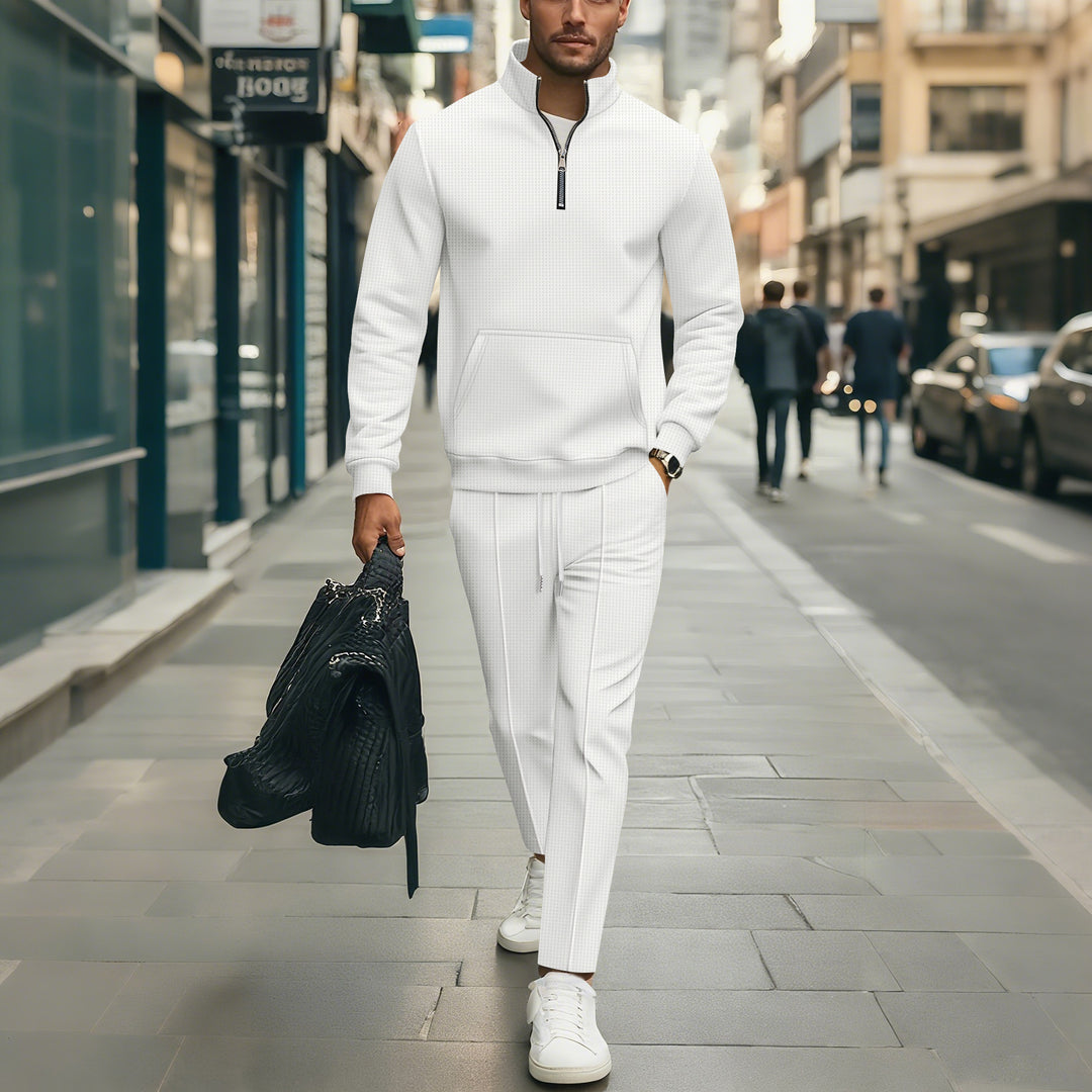 Herren Freizeit Sweater-Set mit modernem Reißverschluss und elastischem Bund Aliams