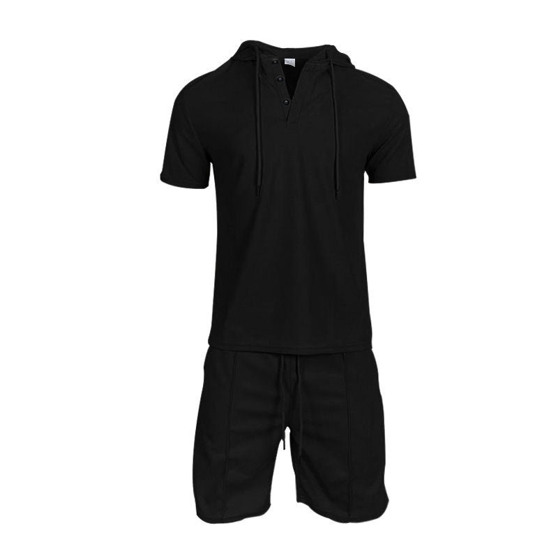 Herren sportliches Kapuzenshirt und Shorts-Set Aliams