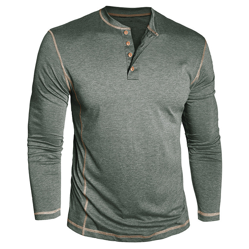 Herren Elegantes Langarmshirt mit Knopfleiste Aliams