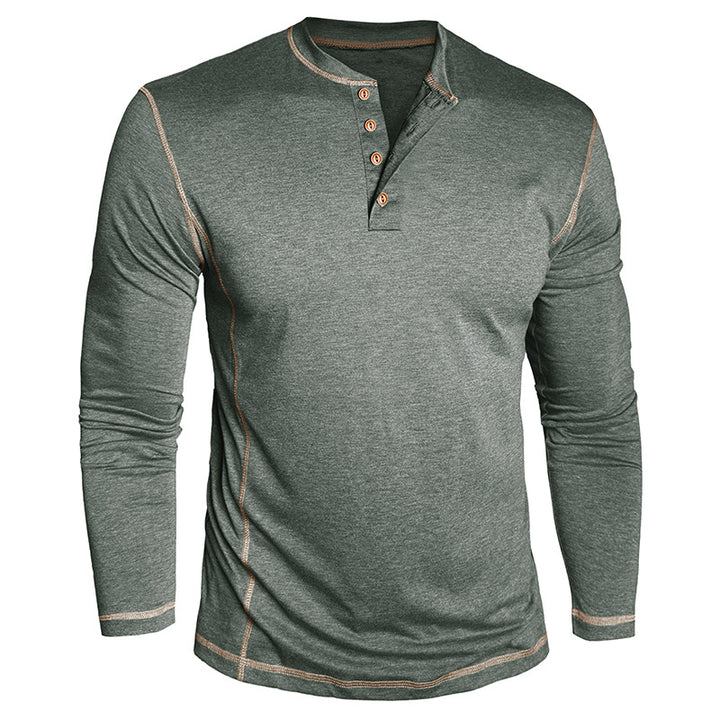 Herren Elegantes Langarmshirt mit Knopfleiste Aliams