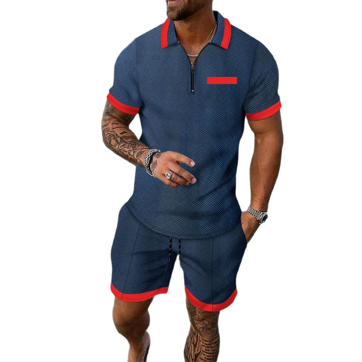 Herren sportliches Kurzarm-Set mit stylischem Reißverschluss und atmungsaktiven Materialien Aliams