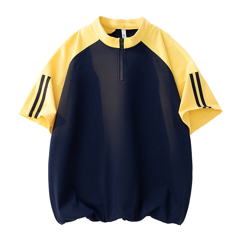 Herren sportliches Kurzarm-Oberteil mit modernem Reißverschluss Aliams