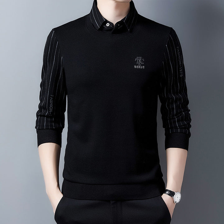 Herren eleganter Strickpullover mit hochwertiger Struktur und modischem Stehkragen Aliams