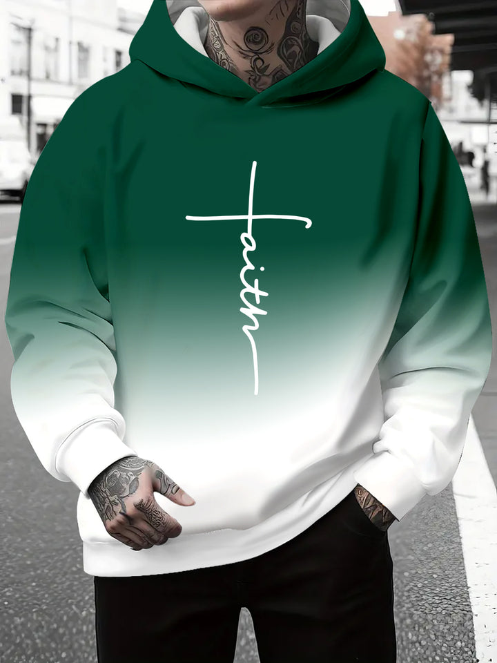 Herren Kapuzenpullover mit subtiler Farbverlauf-Optik und inspirierendem Schriftzug Aliams