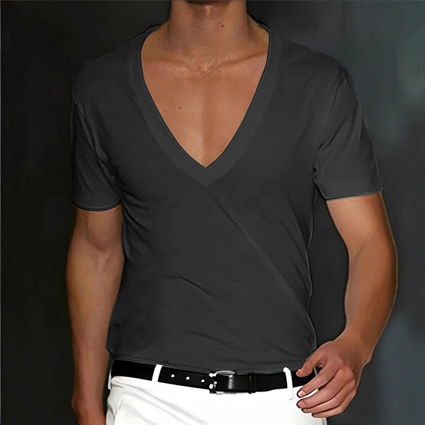 Herren V-Ausschnitt T-Shirt mit figurschmeichelndem Schnitt und hochwertigen Stoffen Aliams