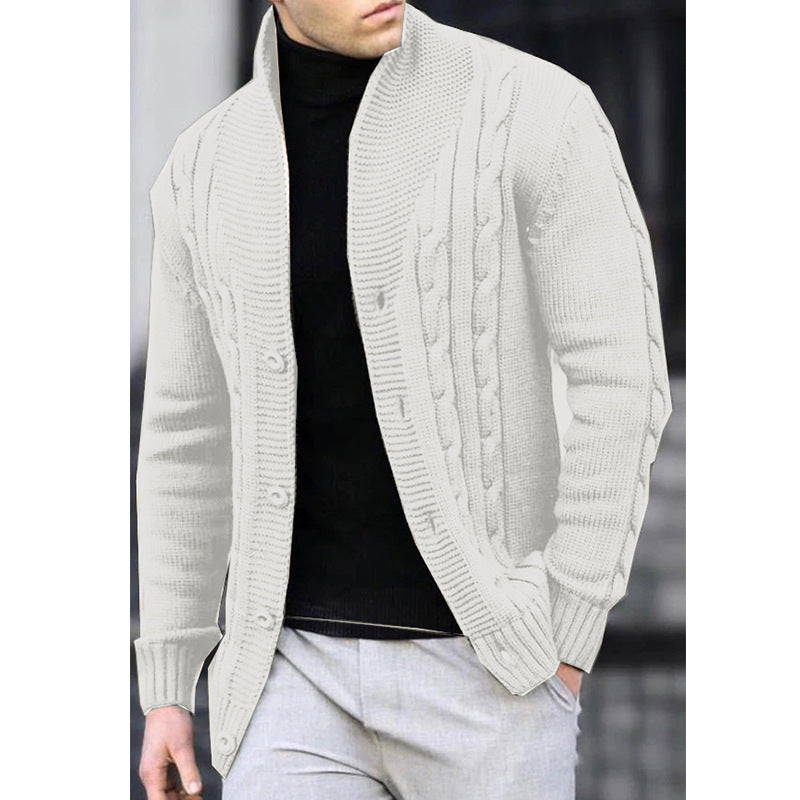 Herren Grobstrick-Cardigan mit Zopfmuster und schickem Revers Aliams