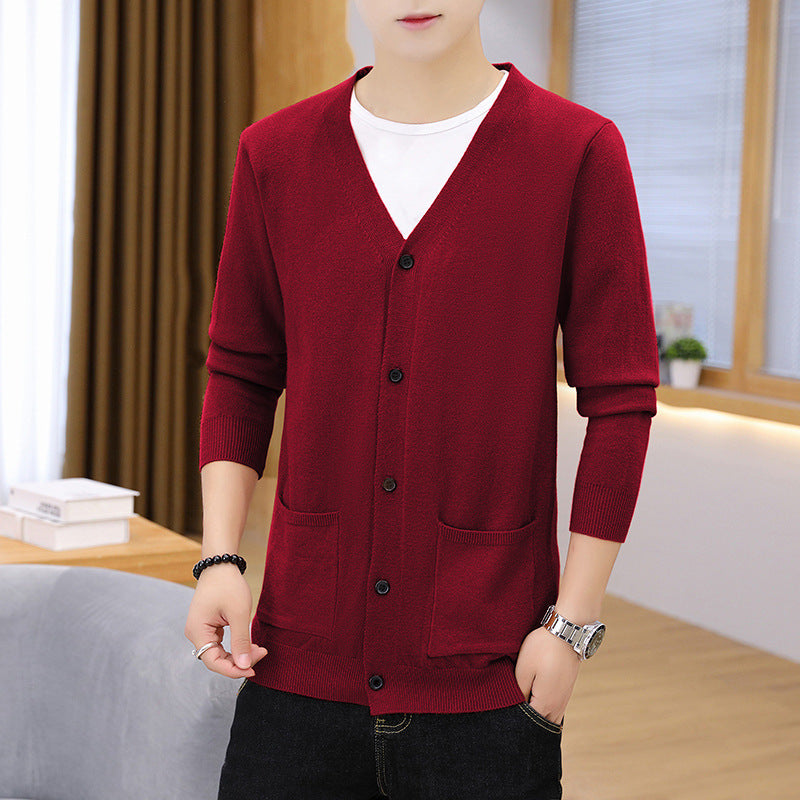 Herren eleganter leichter Strickcardigan mit Taschen Aliams