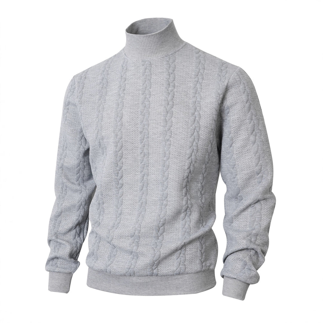 Herren Strickpullover mit hohem Kragen und innovative Zopfdetails Aliams