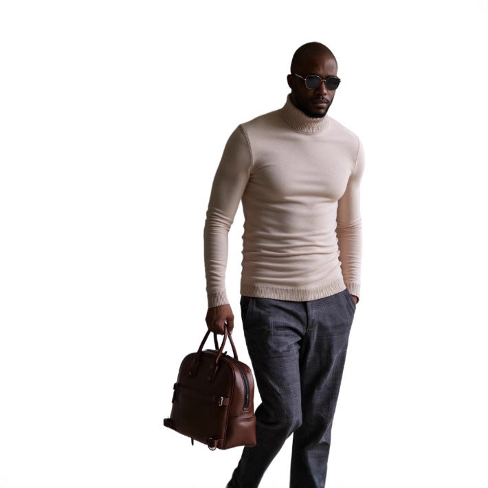 Herren rollkragen pullover mit feiner Struktur Aliams