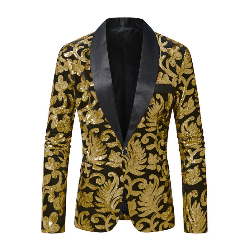 Herren Glamouröser Paillettenblazer mit filigranem floralem Design Aliams