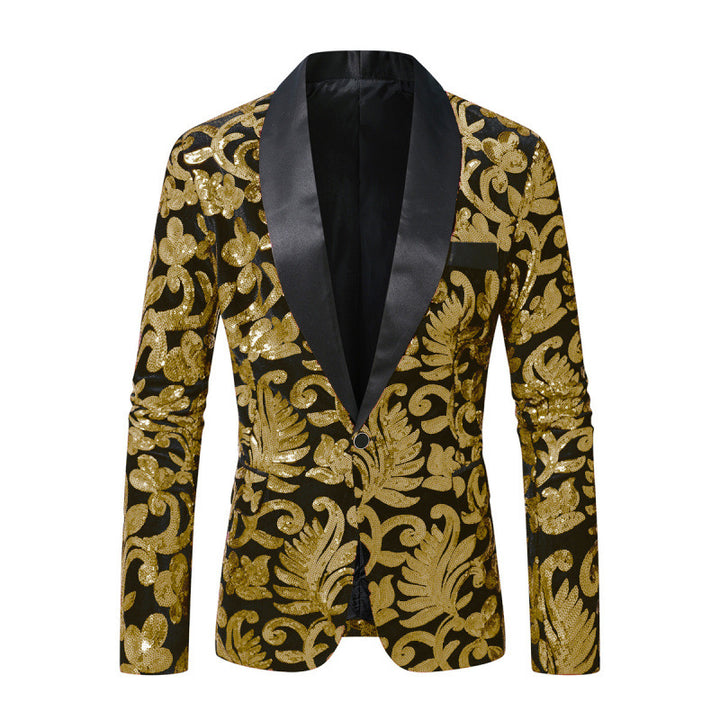 Herren Glamouröser Paillettenblazer mit filigranem floralem Design Aliams