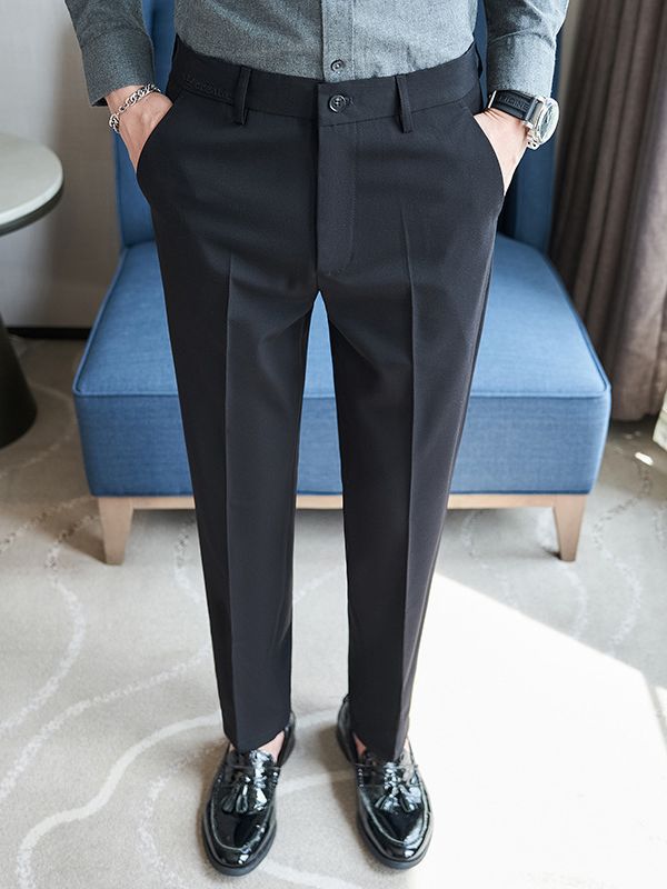 Herren elegante Anzughose mit schlanker Passform und feinem Streifenmuster Aliams