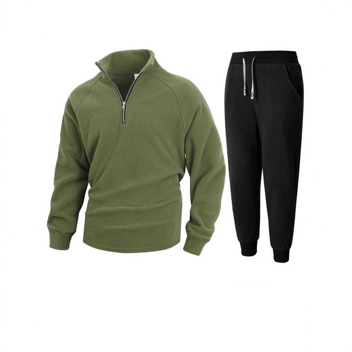 Herren Fleece-Oberteil mit modernem Stehkragen und sportlicher Jogginghose Aliams