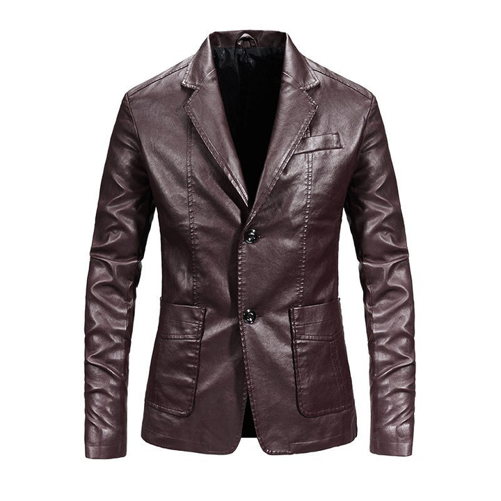 Herren elegante Kunstlederjacke mit modernem Schnitt und praktischen Taschen Aliams